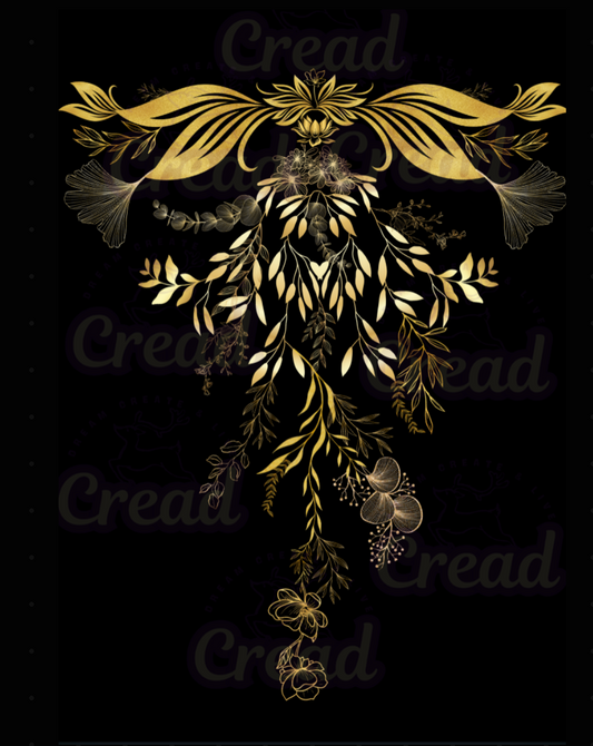 Black Glossy Mug – Gold Botanical Art Design | Creadland