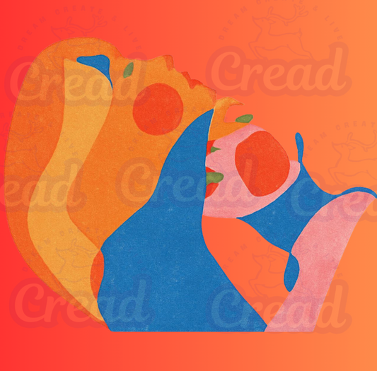 Warm Colors Neck Kiss Poster | Abstract Romantic Wall Art