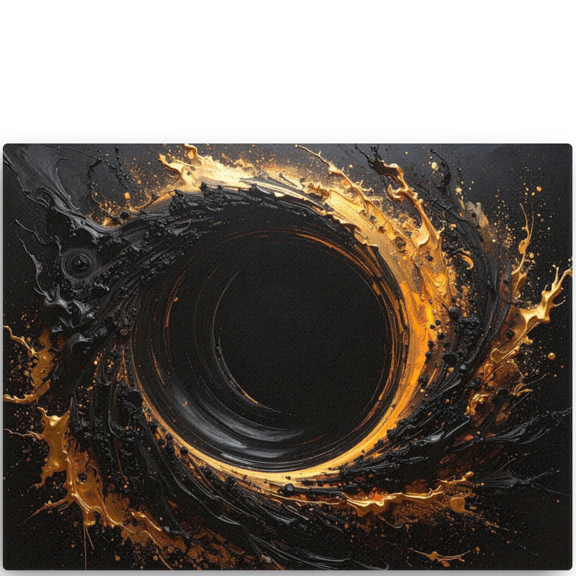 Cosmic Blackhole Radiant Gold Arc Vortex Canvas Art | Creadland