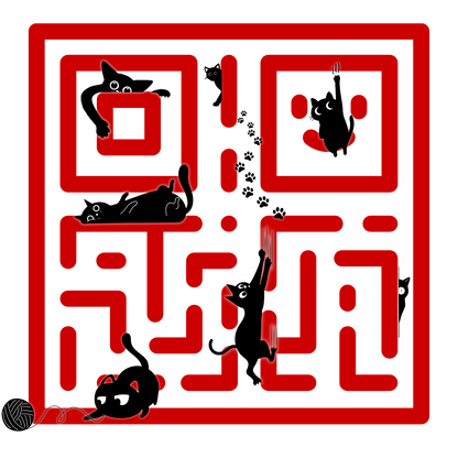 Funny Cats QR Code Unisex Cotton T-Shirt – Red Maze Design