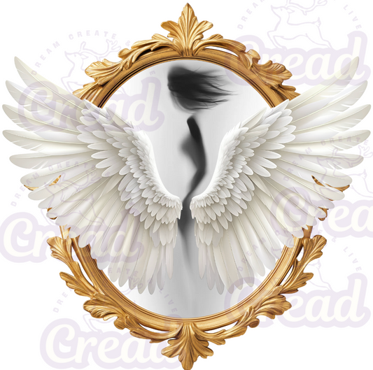 Golden Angel Wings Unisex T-Shirt – Dark Elegant Silhouette Design