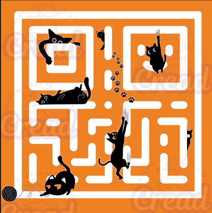 Funny Cats QR Code Unisex T-Shirt – Playful Maze Design