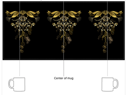 Black Glossy Mug – Gold Botanical Art Design | Creadland