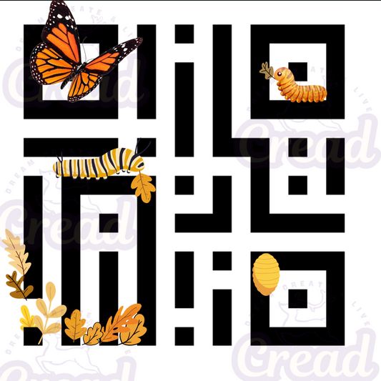 Metamorphosis QR Code Unisex T-Shirt – Caterpillar to Butterfly Design