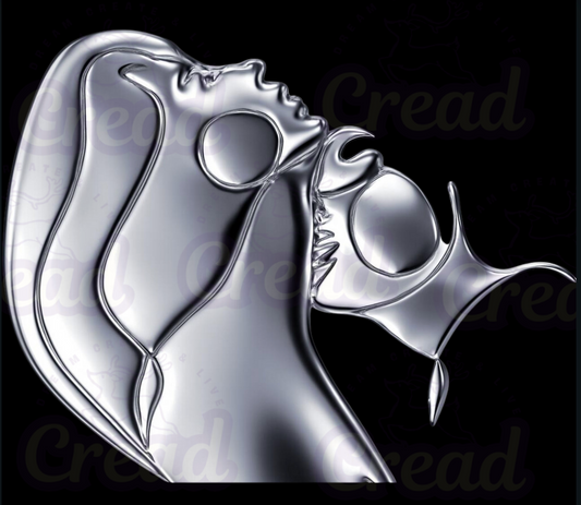 Metallic Neck Kiss Wall Art | Abstract Romantic Poster