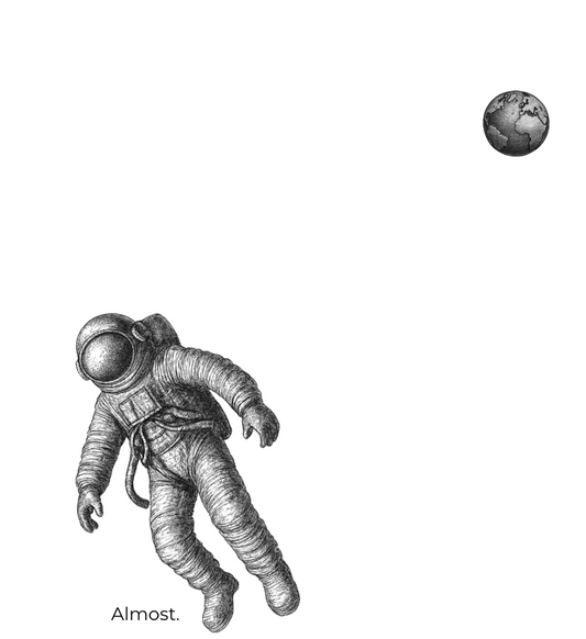 Unisex Hoodie – Almost | Minimal Astronaut Isolation Design