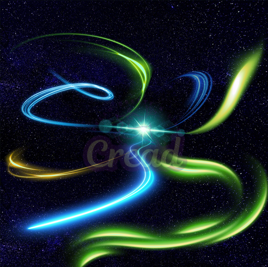 Yoga Leggings – Neon Blue Flow Abstract Light Design | High-Waist Activewear by Creadland