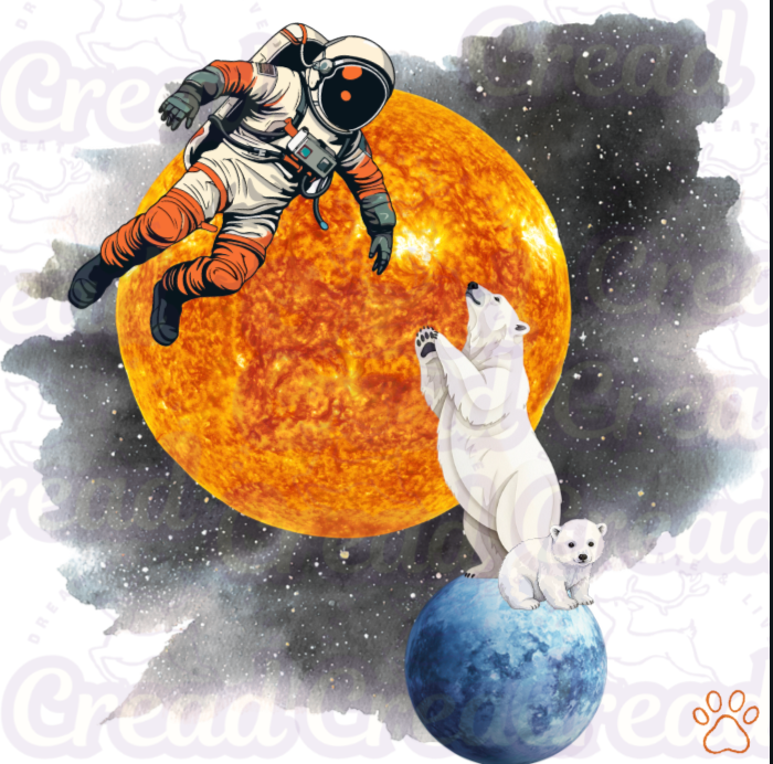 Unisex Hoodie – Polar Bear Astronaut Climate Awareness Design | Premium Cotton Hoodie | Creadland