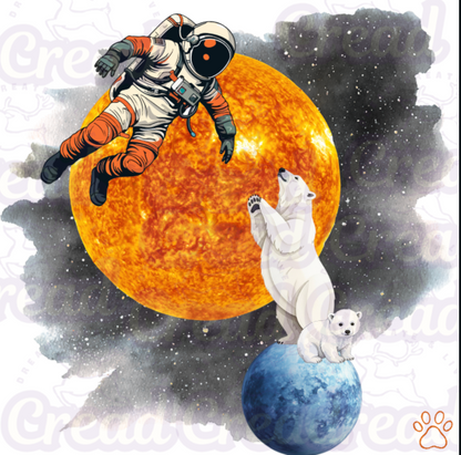 Unisex Hoodie – Polar Bear Astronaut Climate Awareness Design | Premium Cotton Hoodie | Creadland
